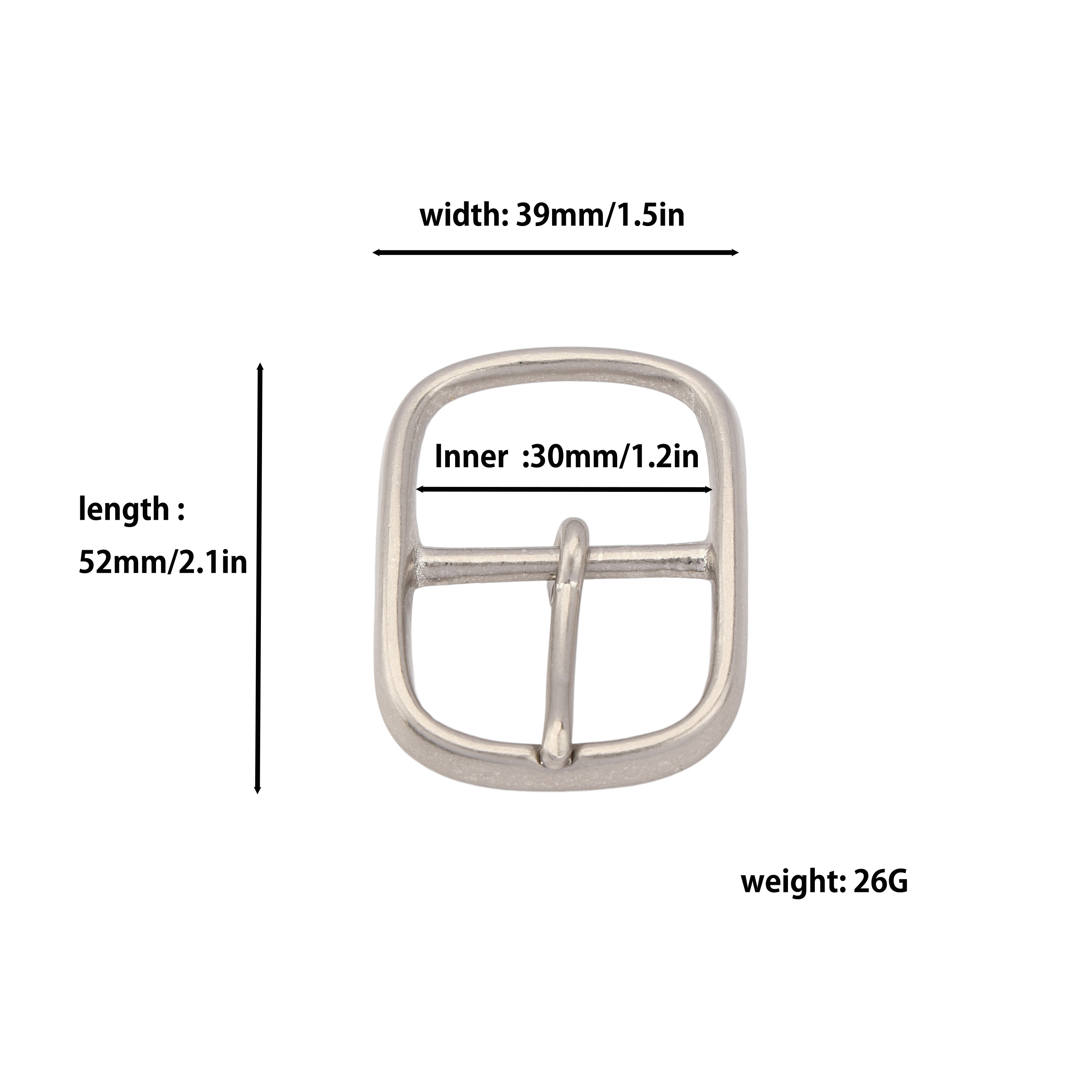 Made in japan solid brass Nickel frosted plated Square Pin Buckle 30mm for women Brass Buckle Leather Luxury Hardware