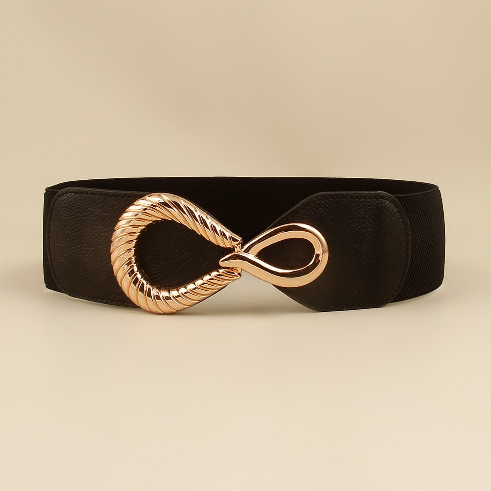 Europe And America Girdle Female Belt Dress Casual Fashion Buckle Belt Wide Elastic Elastic Waistband Leather Belt