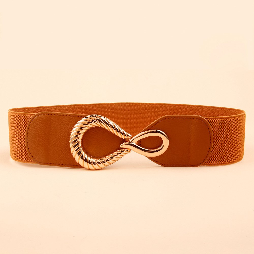 Europe And America Girdle Female Belt Dress Casual Fashion Buckle Belt Wide Elastic Elastic Waistband Leather Belt