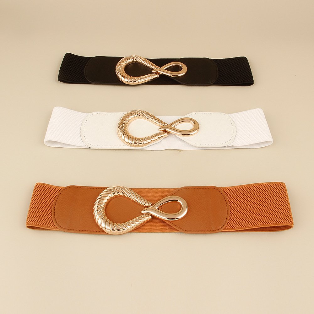 Europe And America Girdle Female Belt Dress Casual Fashion Buckle Belt Wide Elastic Elastic Waistband Leather Belt