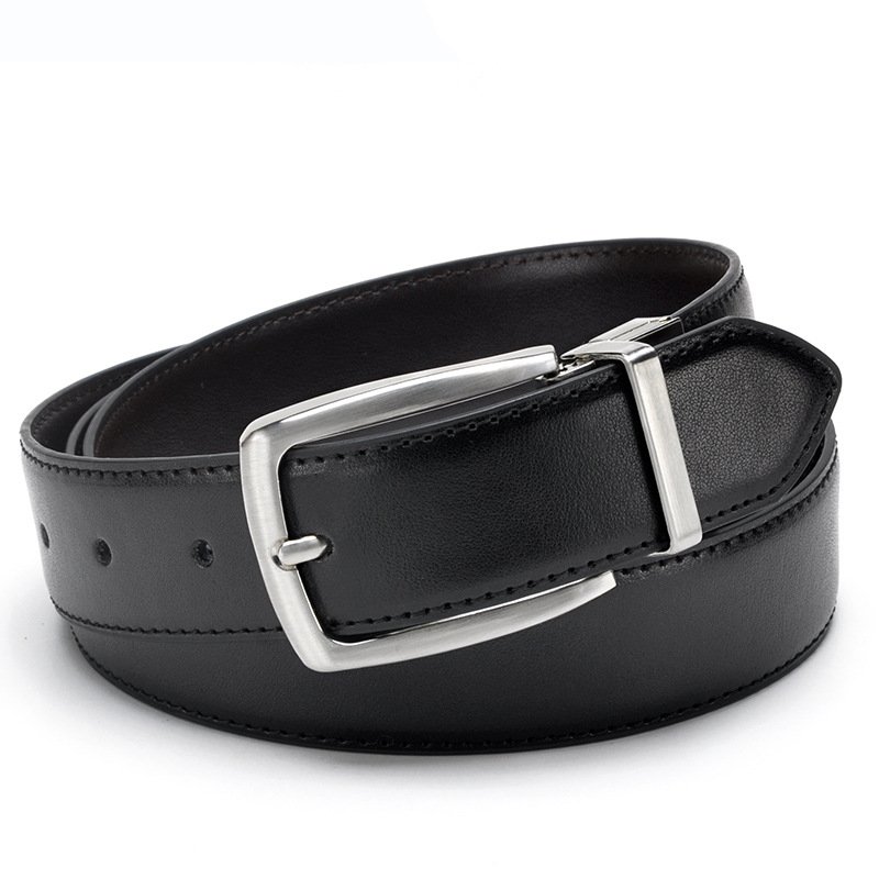 Wholesale Factory Custom LOGO Men Business Style Belt Men Reversible Double Side Leather Belt Male Rotating Buckle Belt