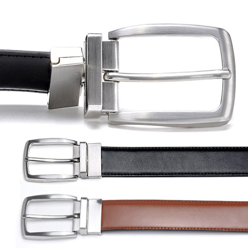 Wholesale Factory Custom LOGO Men Business Style Belt Men Reversible Double Side Leather Belt Male Rotating Buckle Belt