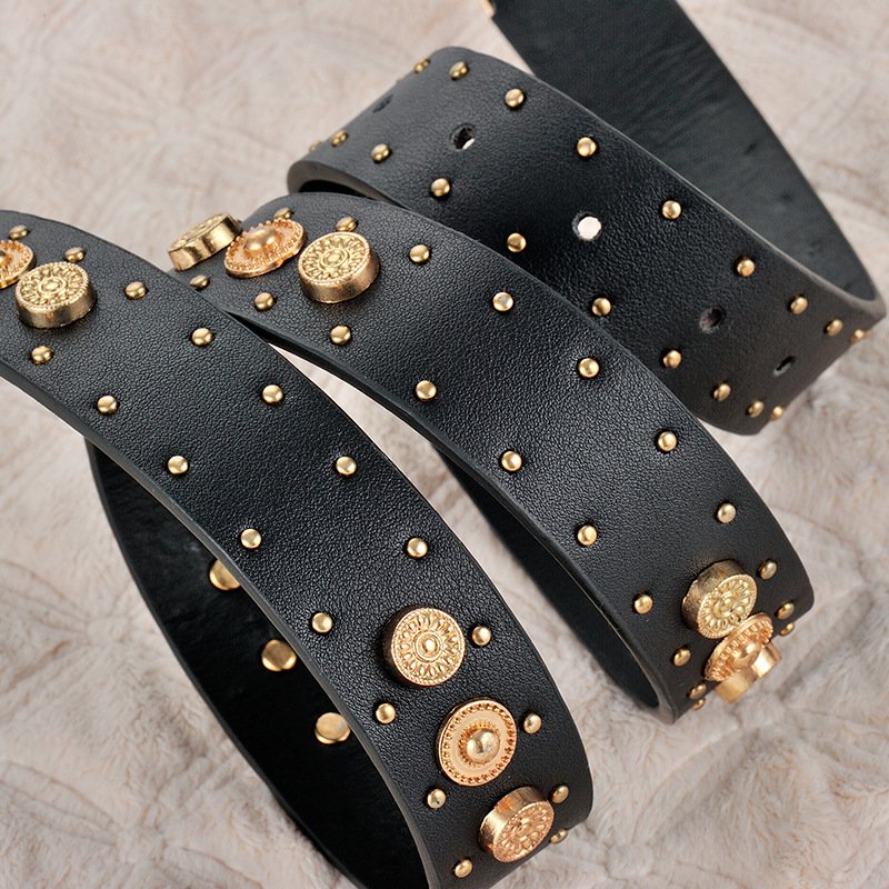 2024 PU Leather Professional Best Price Cheap Customize Pin Buckle Belt For Women Rivet Decoration PU belt Ladies PU Belt