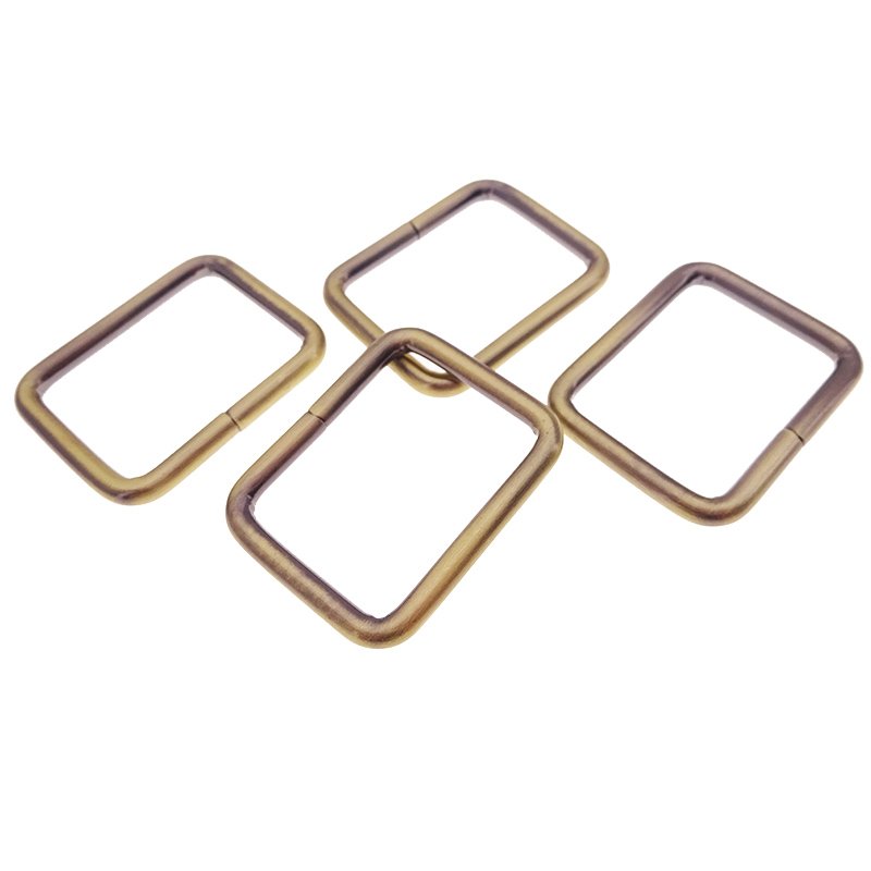 Wholesale Brushed Antique Brass Rectangle Ring Metal Loop Ring Buckle For Purse