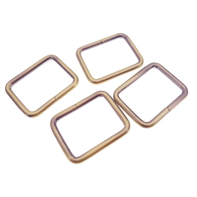 Wholesale Brushed Antique Brass Rectangle Ring Metal Loop Ring Buckle For Purse
