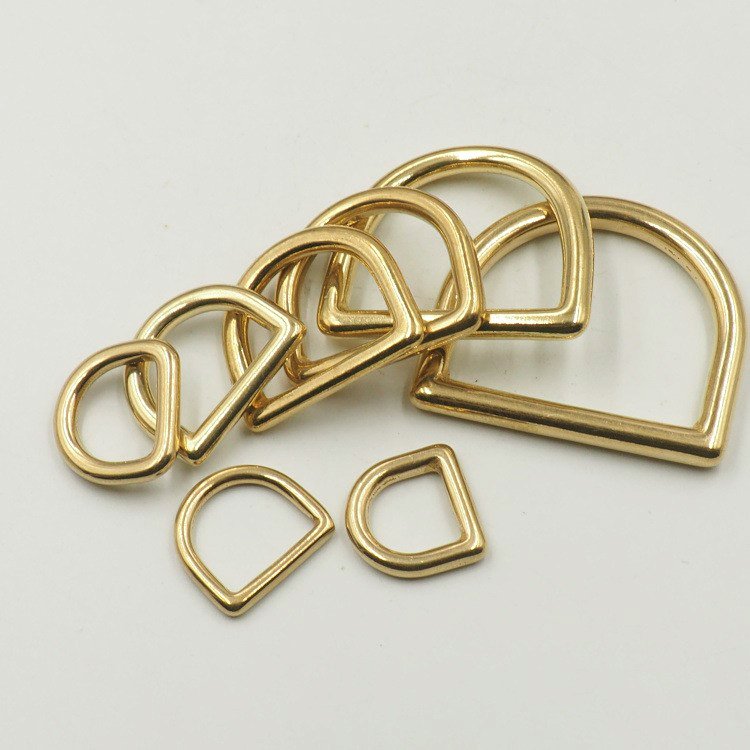 Wholesale metal Solid Brass D buckle 13mm 15mm 20mm 25mm 30mm 38mm 45mm 50mm brass D ring metal solid brass D ring