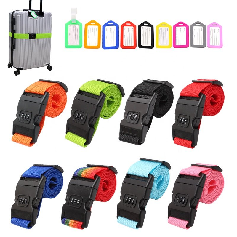 Safety Luggage Strap suitcase bag adjustable polyester/nylon TSA lock scale Luggage Strap belt with tag