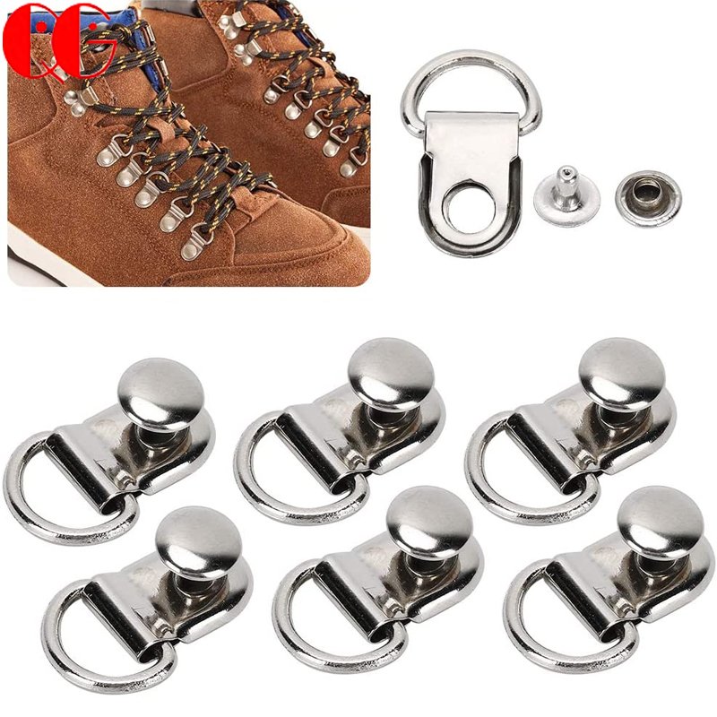 Double Rapid Rivet Shoelace Accessory Button Shoe Leather Bag DIY Rivet Tool Silver Brass Hook D-Ring Metal Eyelet Buckle