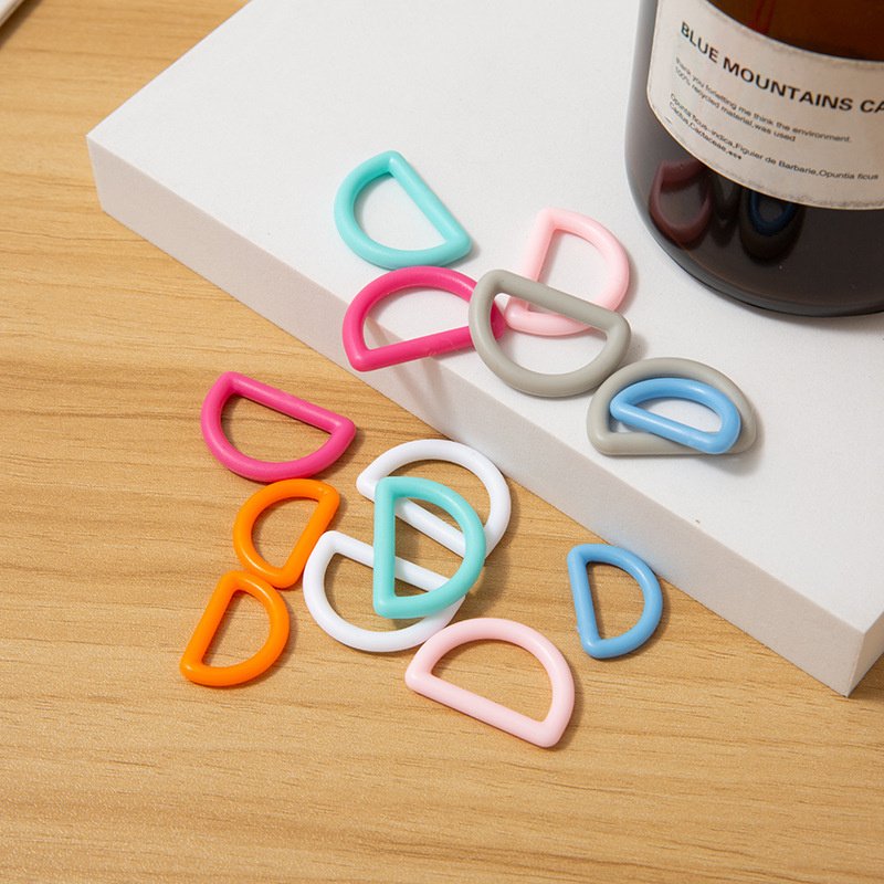 SAS High Quality 20mm 25mm New Plastic Black Semi Circular D Buckle Rings Custom Logo Color