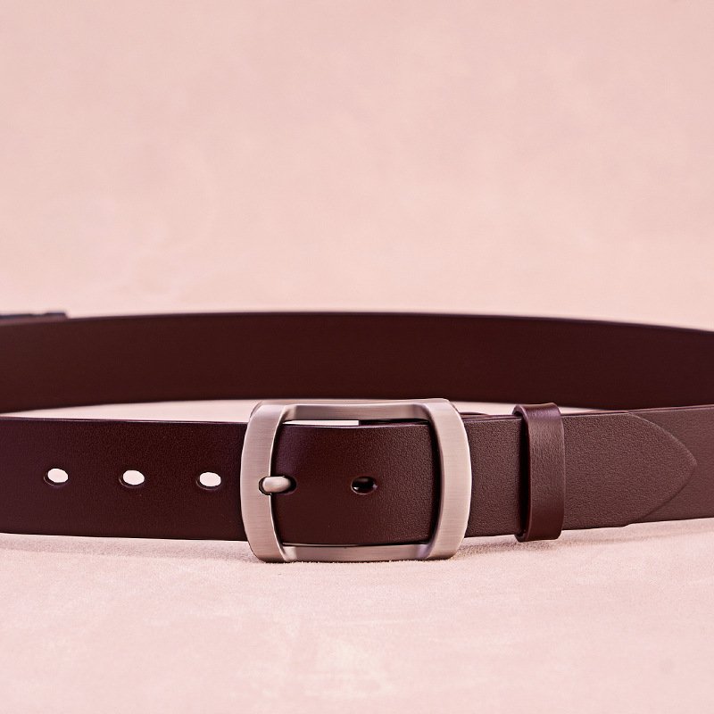 Real leather belt for men's business personality, versatile fashion, pants belt, alloy needle buckle top layer cowhide belt