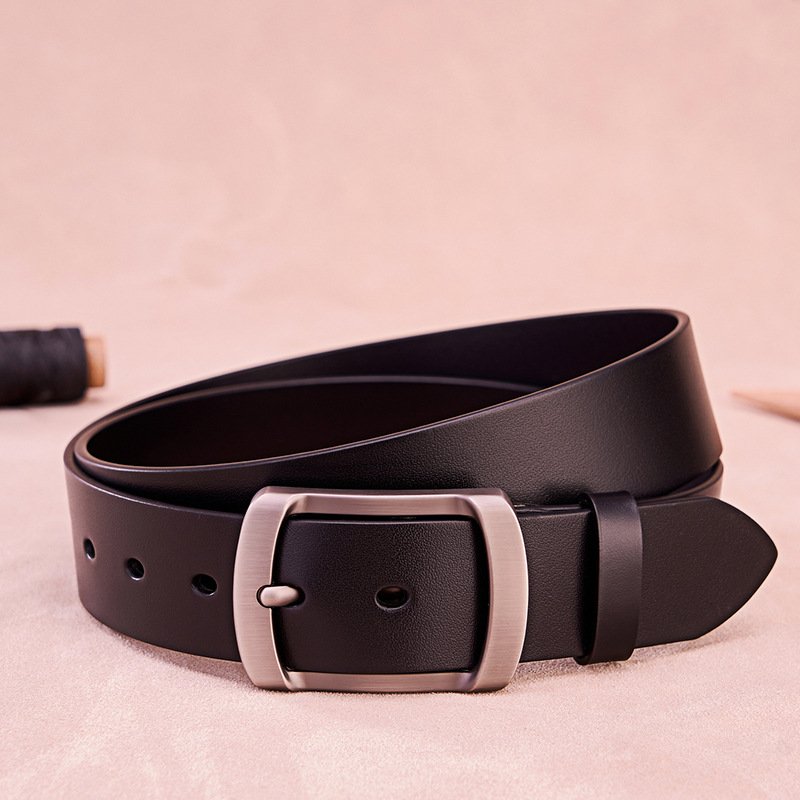 Real leather belt for men's business personality, versatile fashion, pants belt, alloy needle buckle top layer cowhide belt