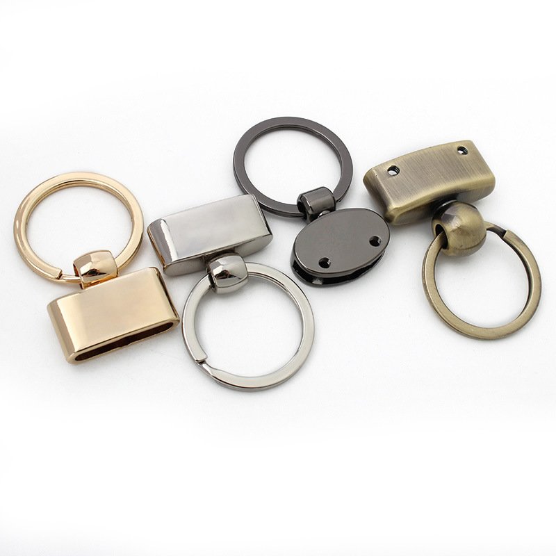 Wholesale Webbing Screw Bell Buckle Decorative DIY Leather Craft Hardware Custom Logo Key ring Holder for leather key chain