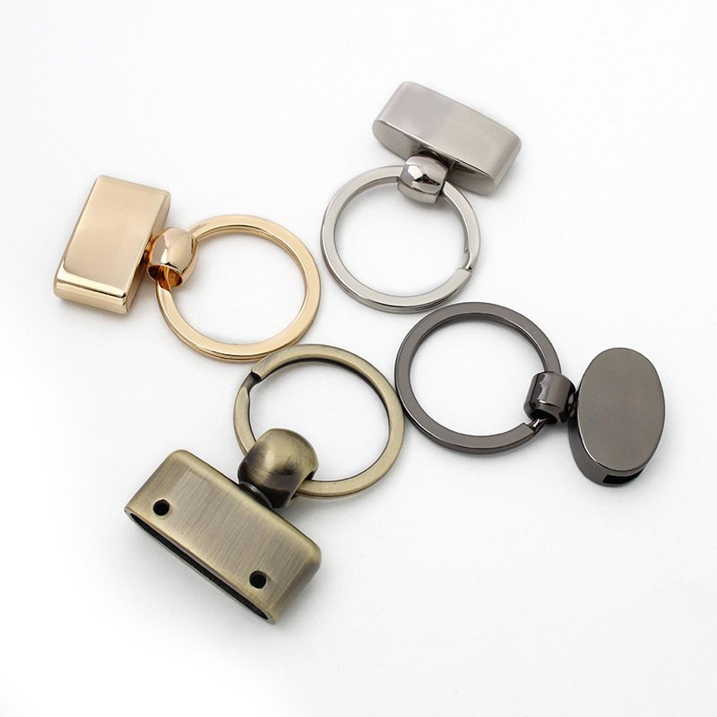 Wholesale Webbing Screw Bell Buckle Decorative DIY Leather Craft Hardware Custom Logo Key ring Holder for leather key chain