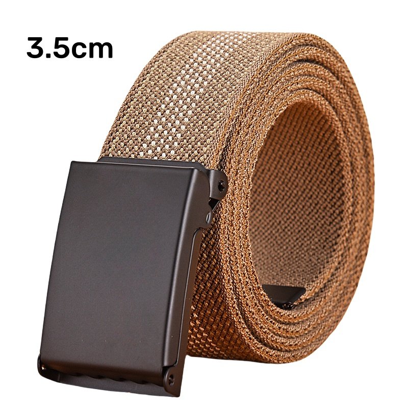 Factory Wholesale Premium Flip-top Solid Black Buckle Fabric Belts Outdoor Webbing Canvas Belt