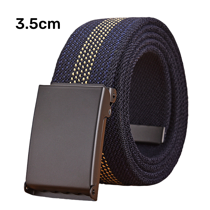 Factory Wholesale Premium Flip-top Solid Black Buckle Fabric Belts Outdoor Webbing Canvas Belt