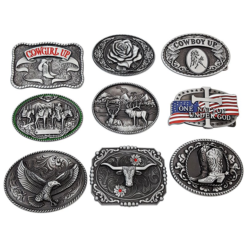 Manufacturer Wholesale Custom Make Metal Zinc Alloy Stainless Steel Brass Western Cowboy Logo Metal Band Belt Buckle For Men