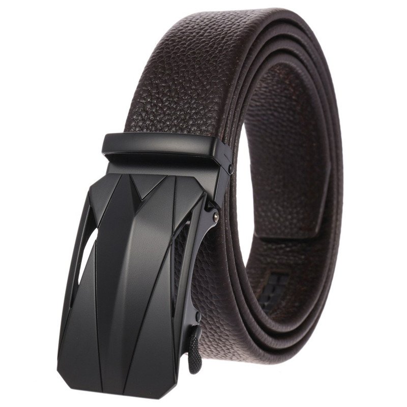 New Full Grain Cow Leather Belts For Men Men's Automatic Buckle Genuine Leather Belt Ratchet YiWu LQbelt Factory