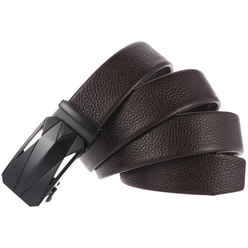 New Full Grain Cow Leather Belts For Men Men's Automatic Buckle Genuine Leather Belt Ratchet YiWu LQbelt Factory
