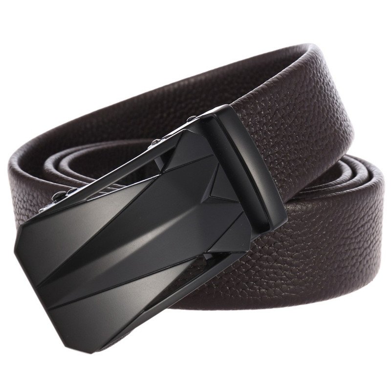 New Full Grain Cow Leather Belts For Men Men's Automatic Buckle Genuine Leather Belt Ratchet YiWu LQbelt Factory
