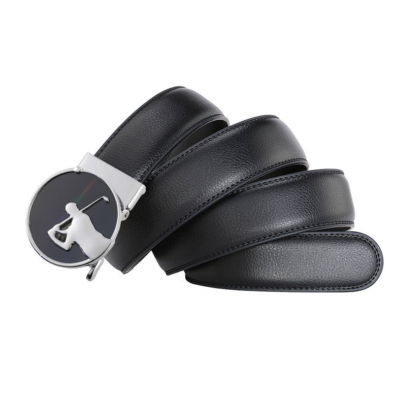 LQbelt Golf Belt Men's Automatic Buckle Genuine Leather Belts For Men Factory Custom Logo High Quality
