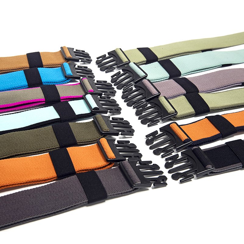 Customized Elastic Fabric Belt for Men and Women with Multicolor Plastic Buckle Outdoor Sport Belts