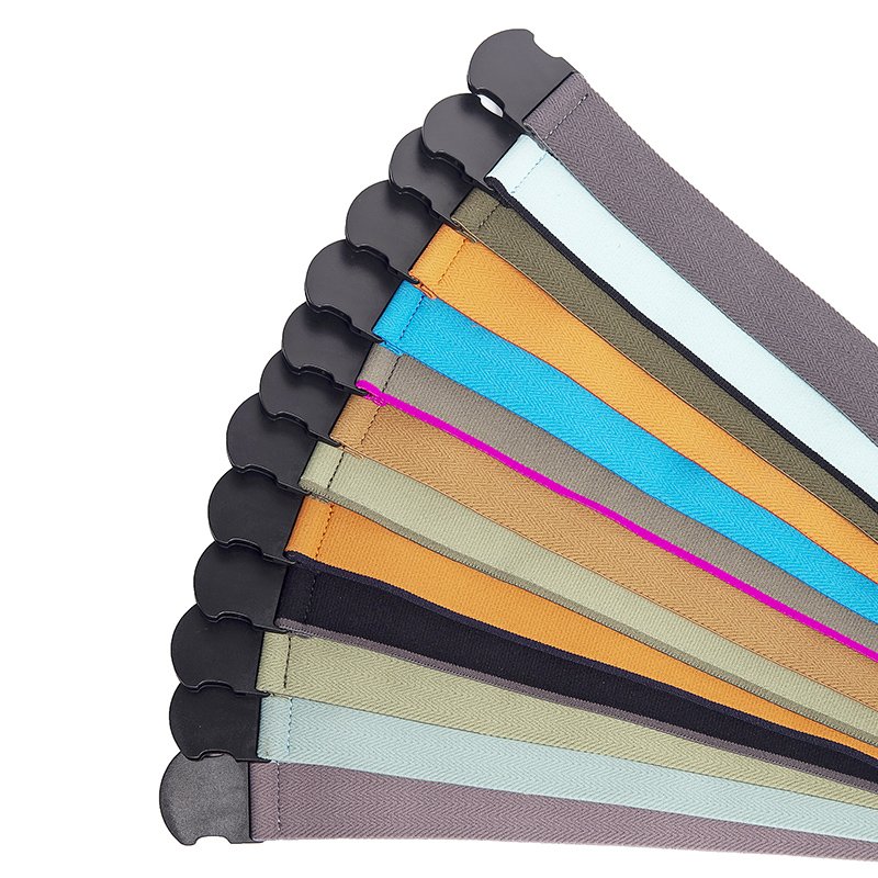 Customized Elastic Fabric Belt for Men and Women with Multicolor Plastic Buckle Outdoor Sport Belts