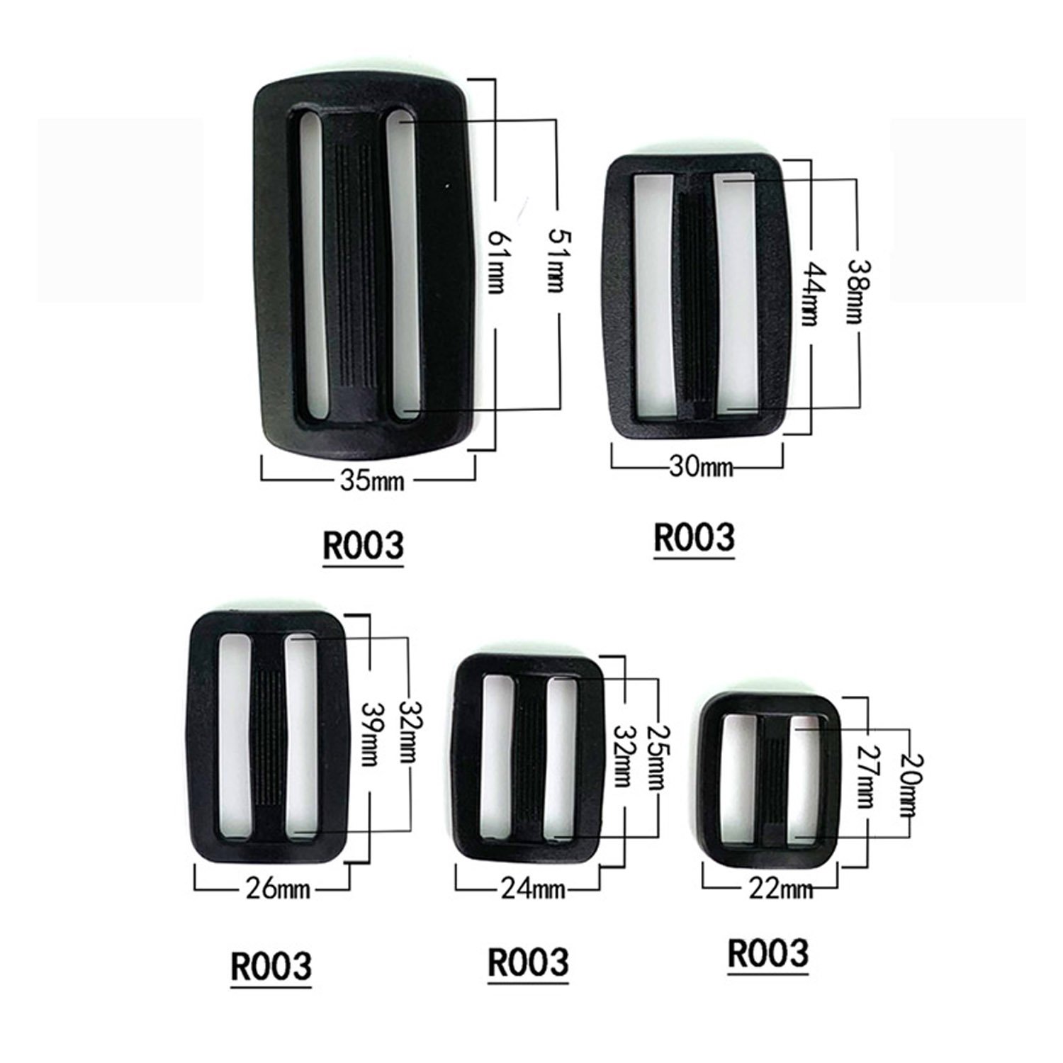 3/4" 1" 1.2" 1.5" 2" multisize wholesale cheap pom plastic webbing ladderlock buckles