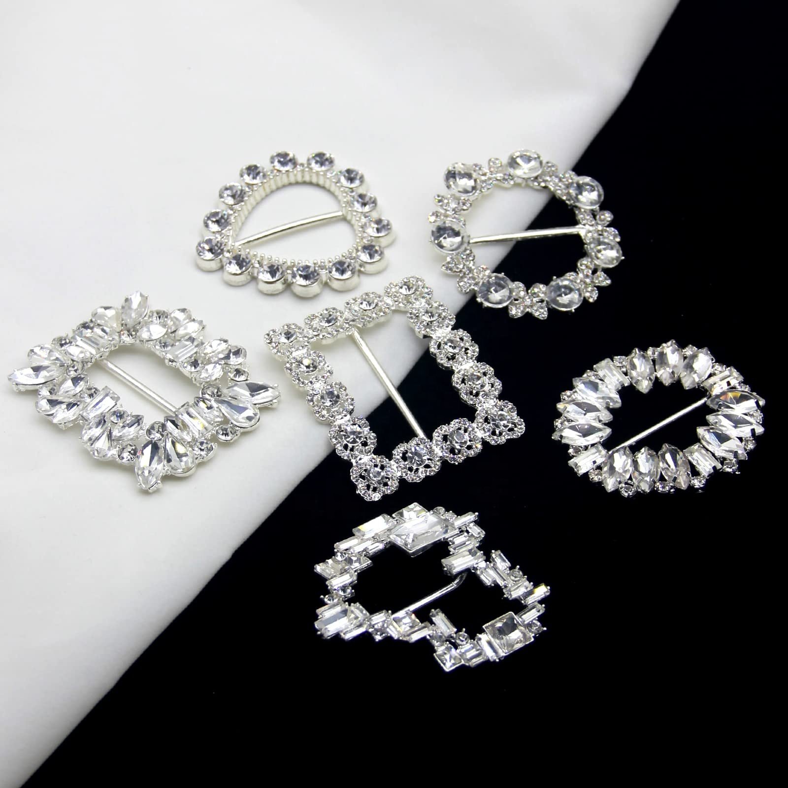 Hebilla de zapato dorada rectangular Fashion rhinestone alloy heart shaped metal buckle for shoes belts garments bags decorated