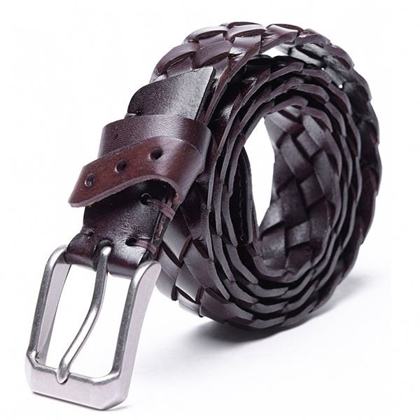 Pin Buckle Fashion Special Deals Male Weave 100% Real Genuine Leather Belts For Men 38mm Wide Strap or Customized