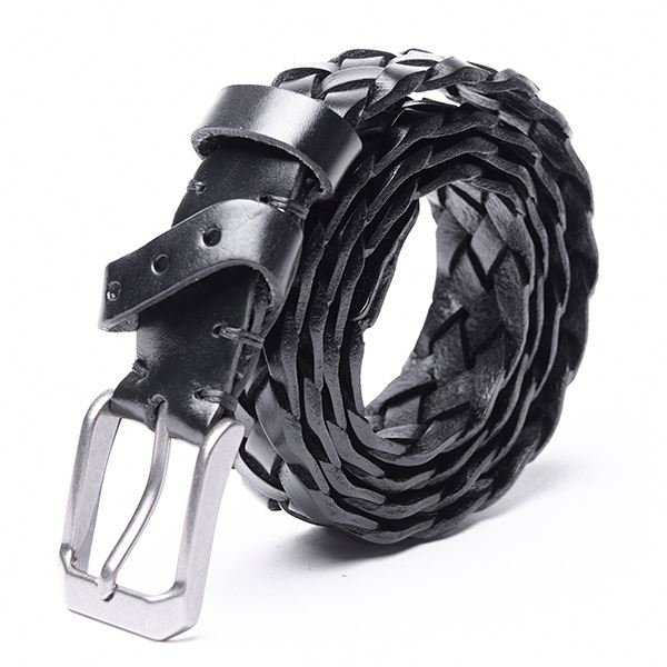 Pin Buckle Fashion Special Deals Male Weave 100% Real Genuine Leather Belts For Men 38mm Wide Strap or Customized