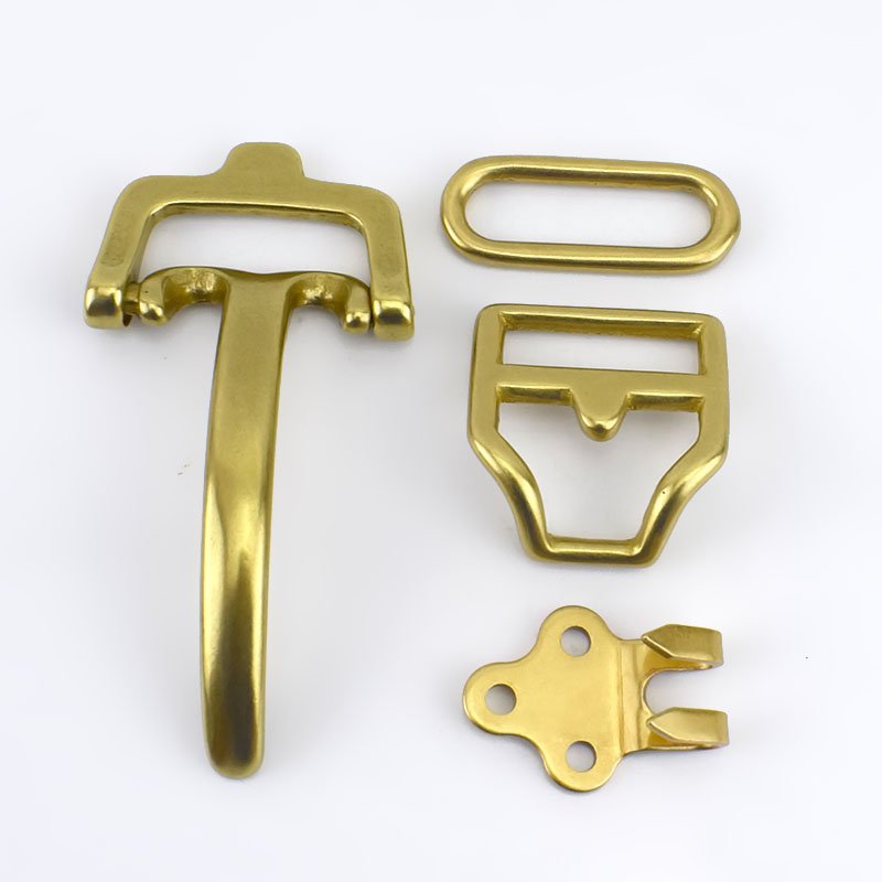 Meetee AP140 Brass Belt Buckle Handmade Belt Cavalry Buckle 4-piece Set Buckle for Leather Belts Screws Accessories