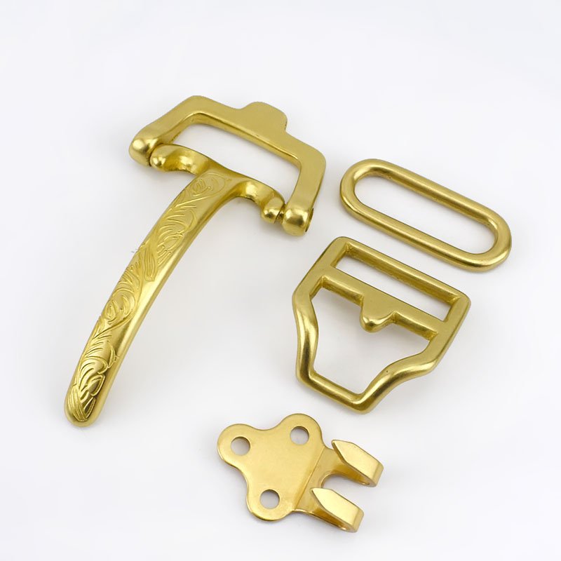 Meetee AP140 Brass Belt Buckle Handmade Belt Cavalry Buckle 4-piece Set Buckle for Leather Belts Screws Accessories