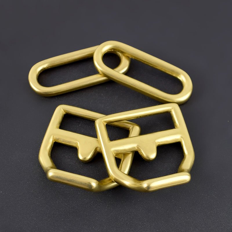Meetee AP140 Brass Belt Buckle Handmade Belt Cavalry Buckle 4-piece Set Buckle for Leather Belts Screws Accessories