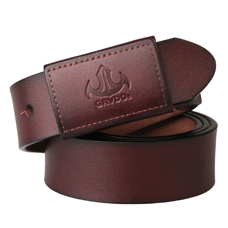 Classic New Split Genuine Leather Alloy Pin Buckle Man Belt For Casual Dress Pants Cow Hide Leather Belts