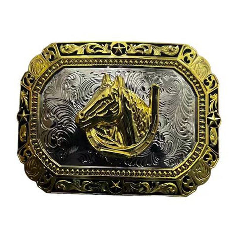 2024 new arrival Western cowboy Versatile style Animal-type unisex smooth buckle white gold two-color craft belt buckle for men