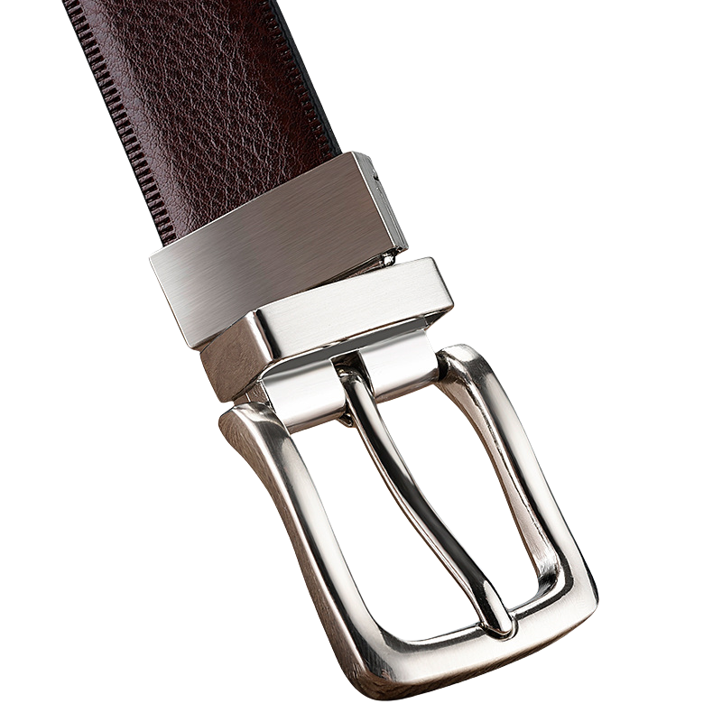 Formal Suit Men Black and Brown double side reversible buckle Genuine leather belt cowhide split leather belts for men
