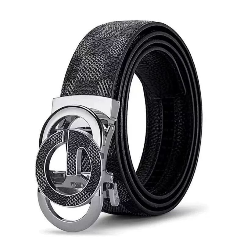 Wanshui Men's classic letter buckle leather belt automatic buckle cowhide belt fashion trend brand designer business belt