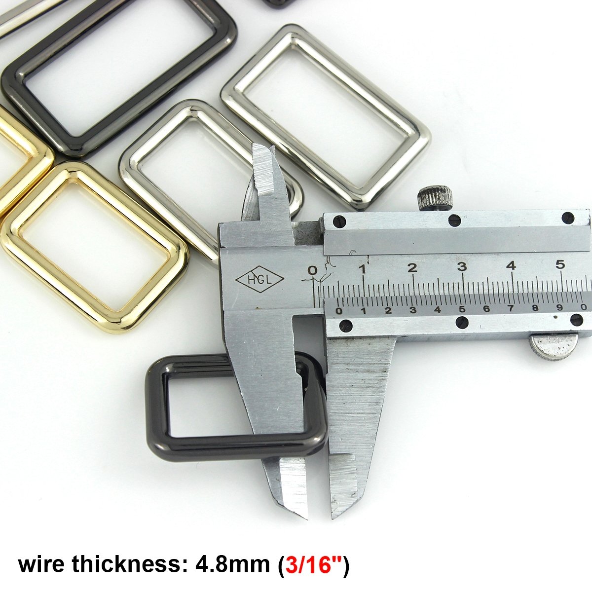 16-38mm Square Clasp Matt Black Square Buckle Alloy Square Ring Buckle for Backpack Bag Strap Webbing Belt Dog Collar Clasp