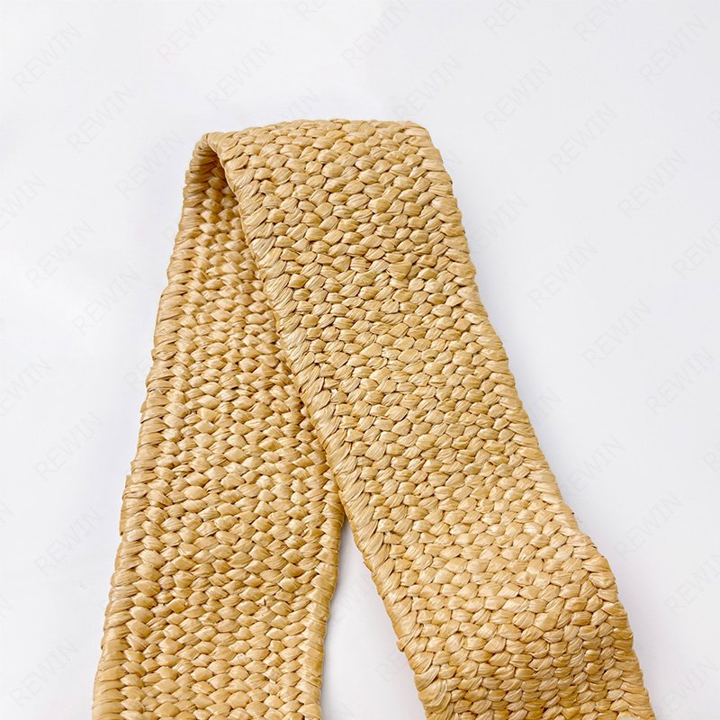 REWIN Skinny Boho Ladies Braided Raffia Dress Belt Women Straw Woven Elastic Stretch Waist Belt With Round Pearl Buckle
