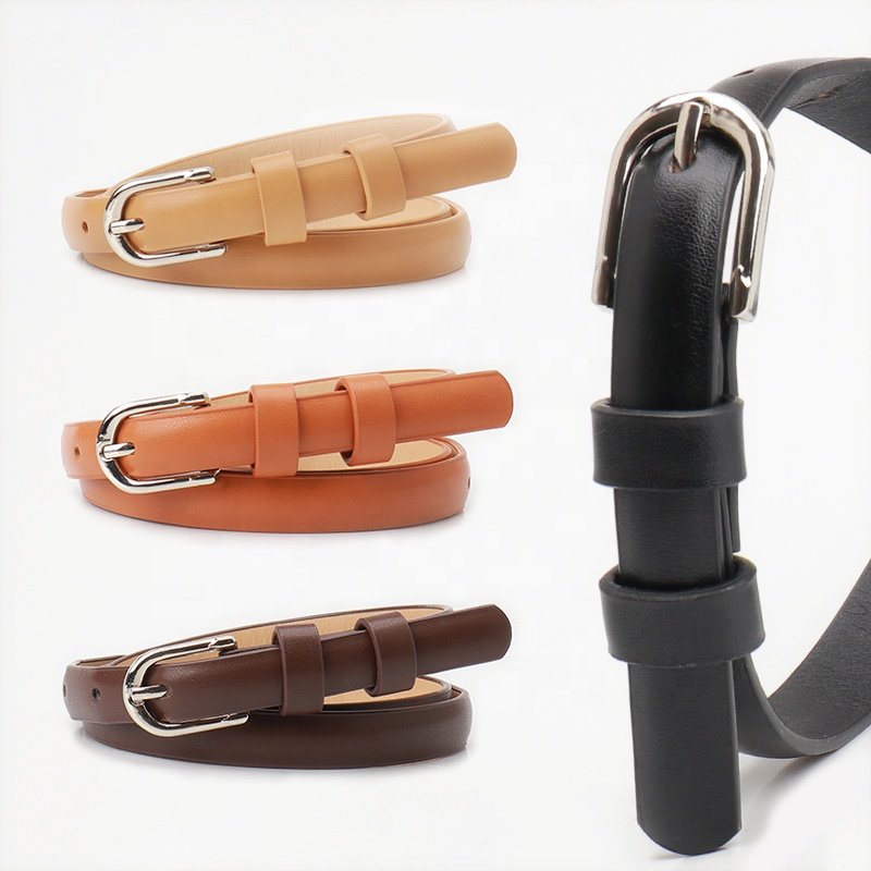 Women's New Korean Version PU Belt Fashion Alloy Needle Buckle Thin Belt the belt for women
