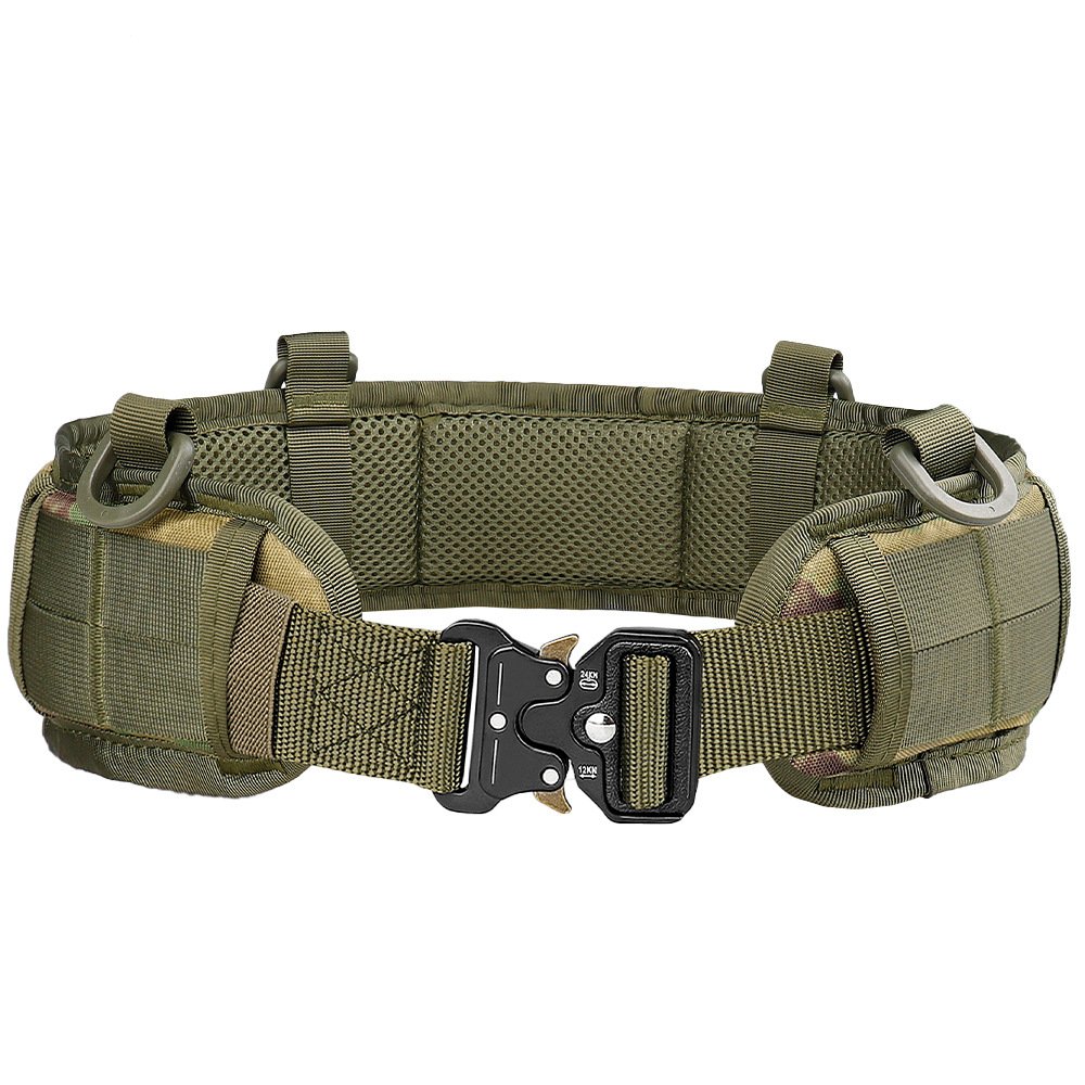 Men's Tactical Nylon Outdoor Combat Belt with Metal Buckle Quick Release Molle Duty Fabric Belt for Hunting Hiking Sports