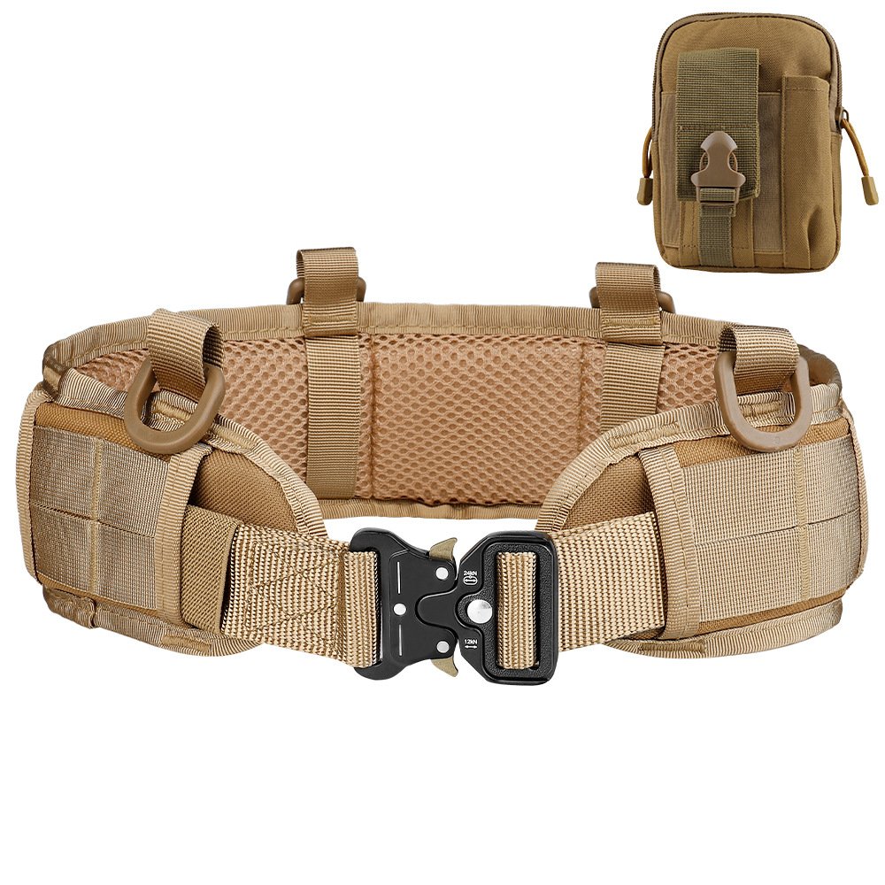 Men's Tactical Nylon Outdoor Combat Belt with Metal Buckle Quick Release Molle Duty Fabric Belt for Hunting Hiking Sports