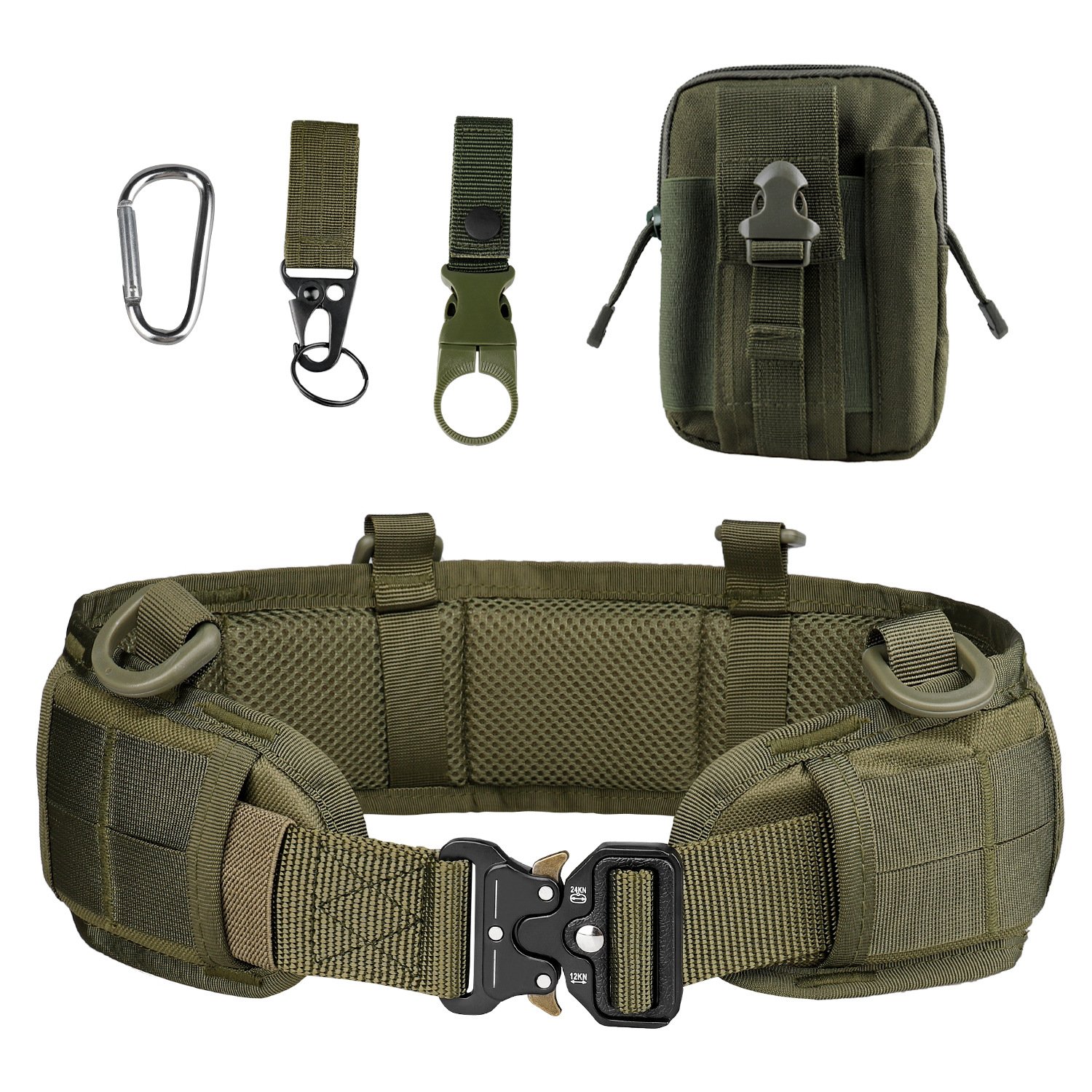 Men's Tactical Nylon Outdoor Combat Belt with Metal Buckle Quick Release Molle Duty Fabric Belt for Hunting Hiking Sports