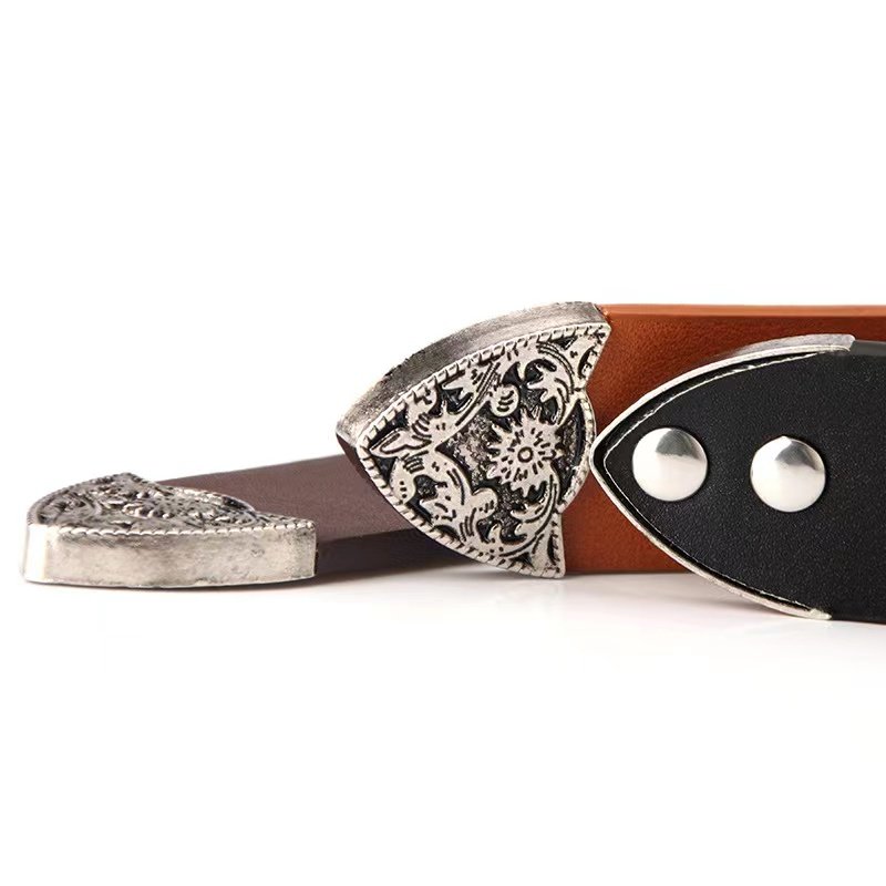 New women's belt European and American retro carved alloy buckle belt versatile jeans clothing buckle belts