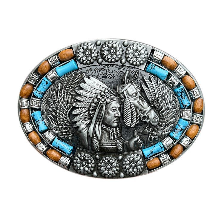 2024 Hot sale Two Tone Shiny Gold Western Cowboy Fashion Designer pattern western buckle Rodeo for Men and Women