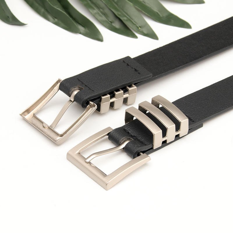 Classic Leather Women's Belt Versatile Silver Buckle Paired With Jeans Casual Pants