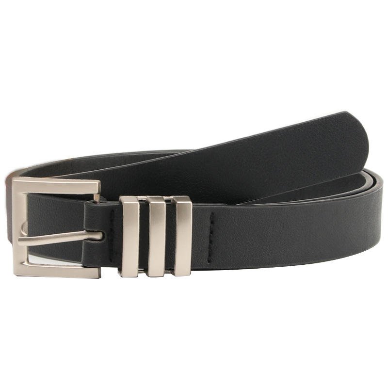 Classic Leather Women's Belt Versatile Silver Buckle Paired With Jeans Casual Pants
