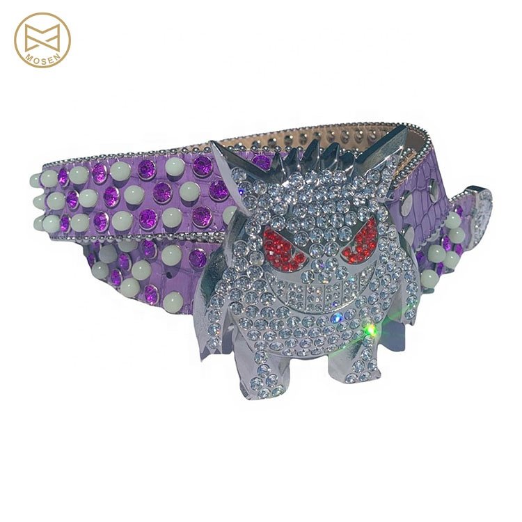 New Trend Streetwear Custom Rhinestone Buckles Shiny Bling Diamond Crystal Blet Buckle OEM