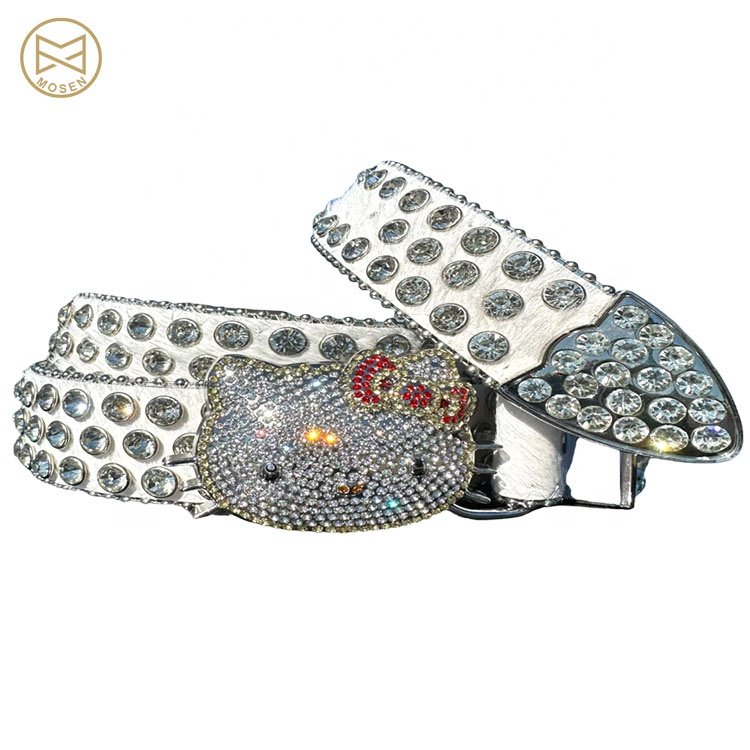 New Trend Streetwear Custom Rhinestone Buckles Shiny Bling Diamond Crystal Blet Buckle OEM
