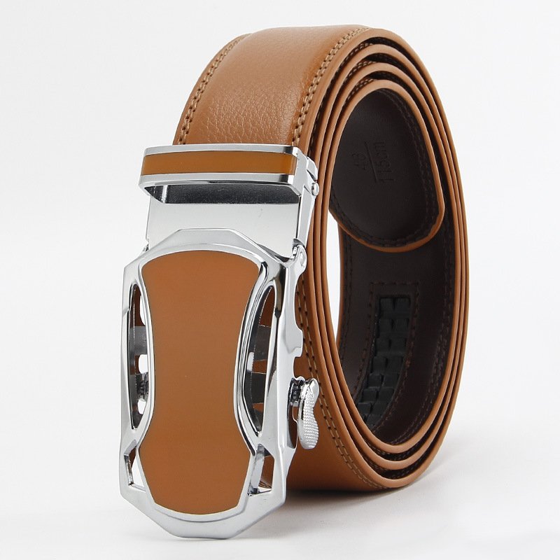 Men's Fashionable Split Top Luxury Quality Real Leather Belt With Automatic Alloy Buckle Customizable OEM Factory For Jeans Wear